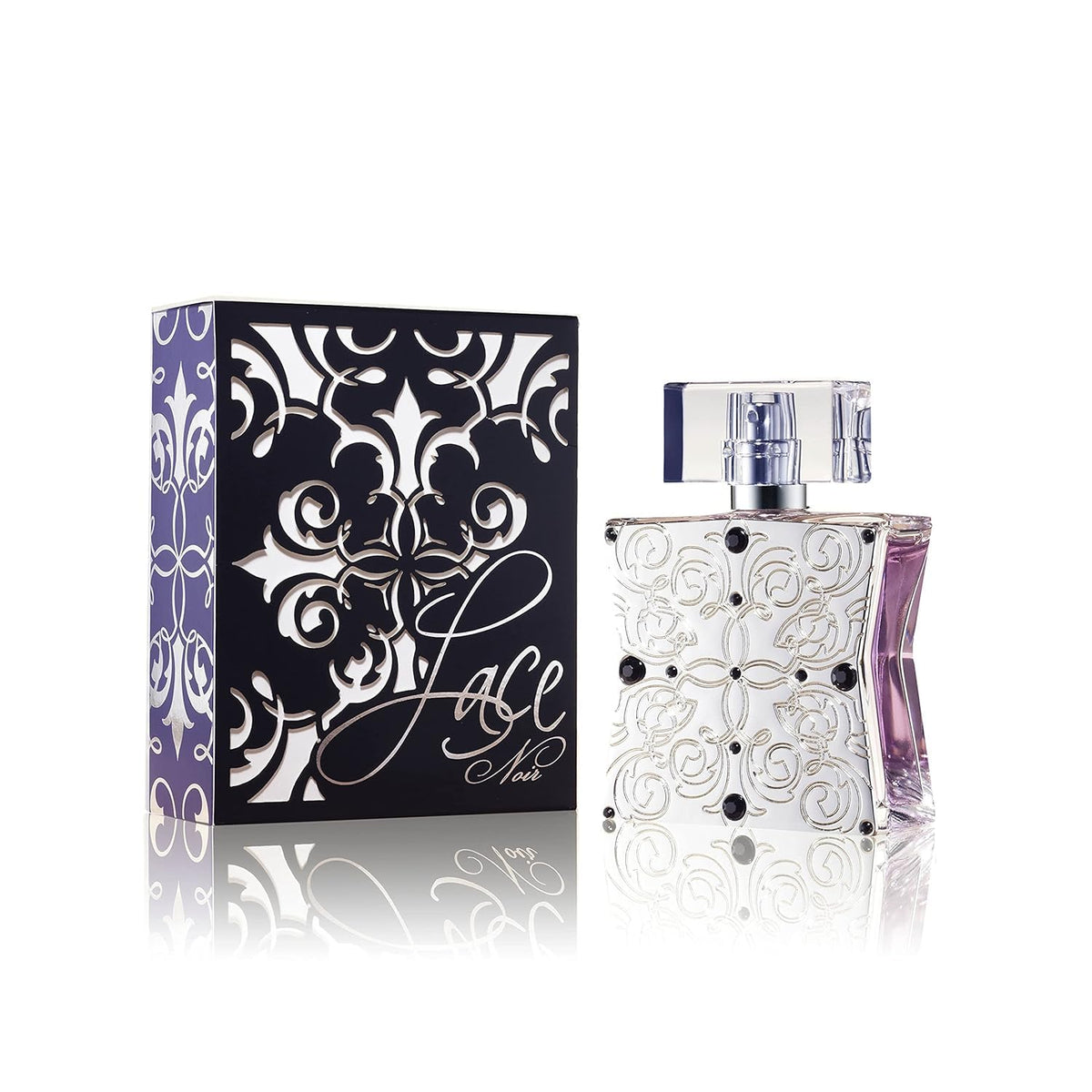 Tru Fragrance Beauty Lace Noir bottle closeup highlights long lasting fruity floral notes for date nights
