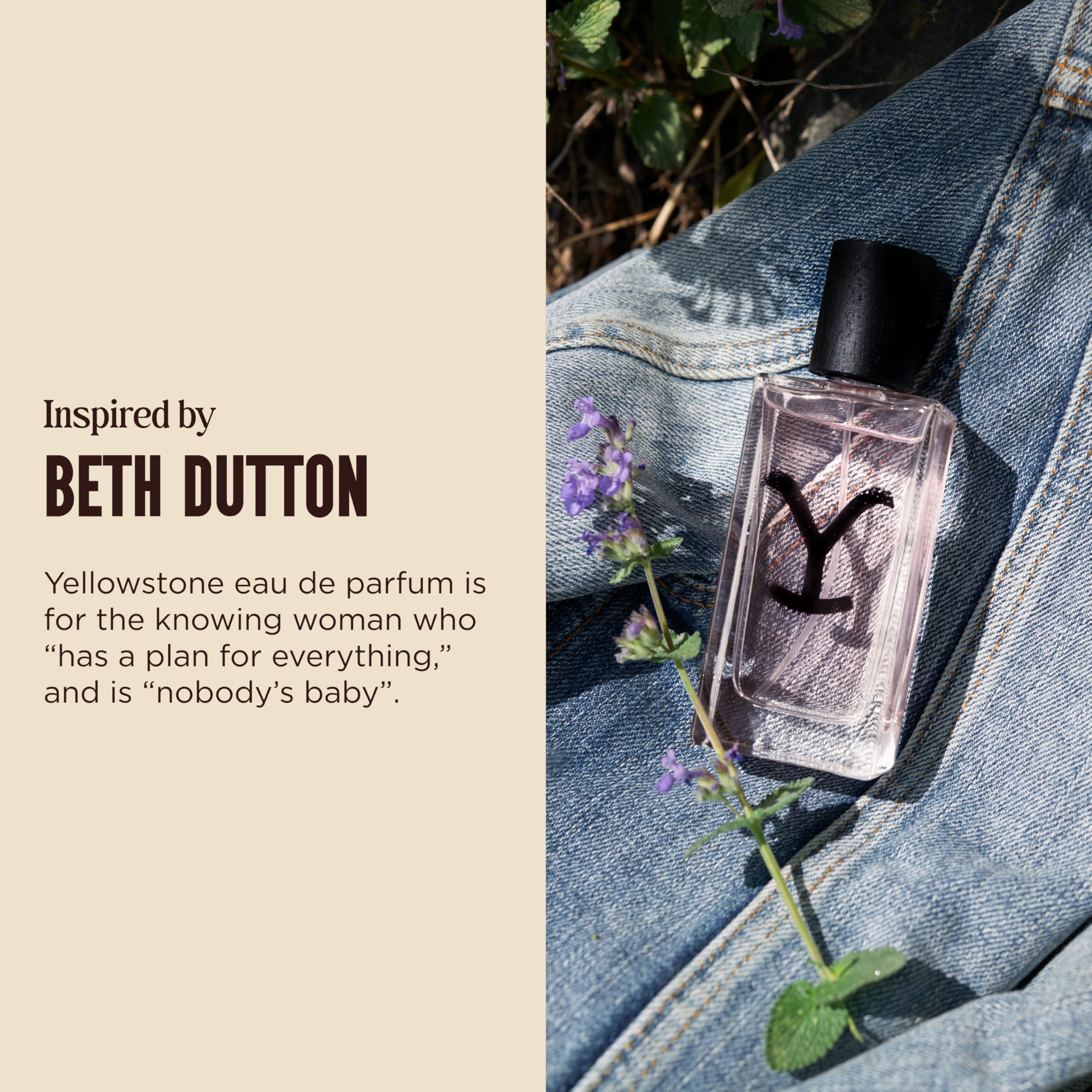 Tru Fragrance Beauty Yellowstone cap detail emphasizes travel-friendly, sturdy design