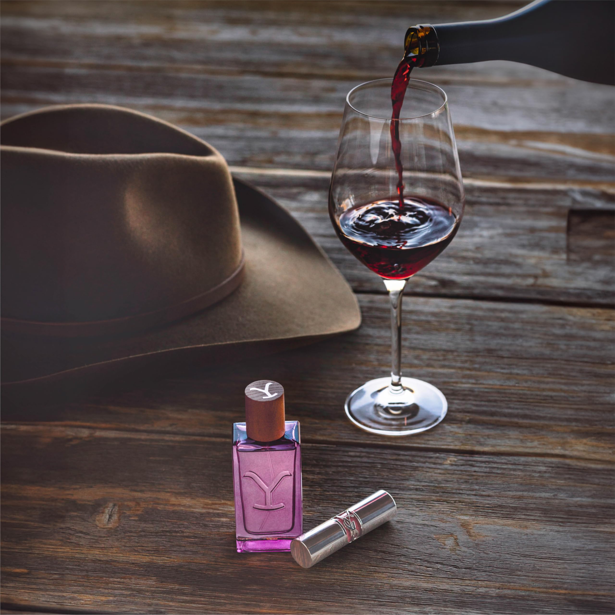 Tru Fragrance Beauty Yellowstone Dusk displayed on vanity evokes romantic western glamour.