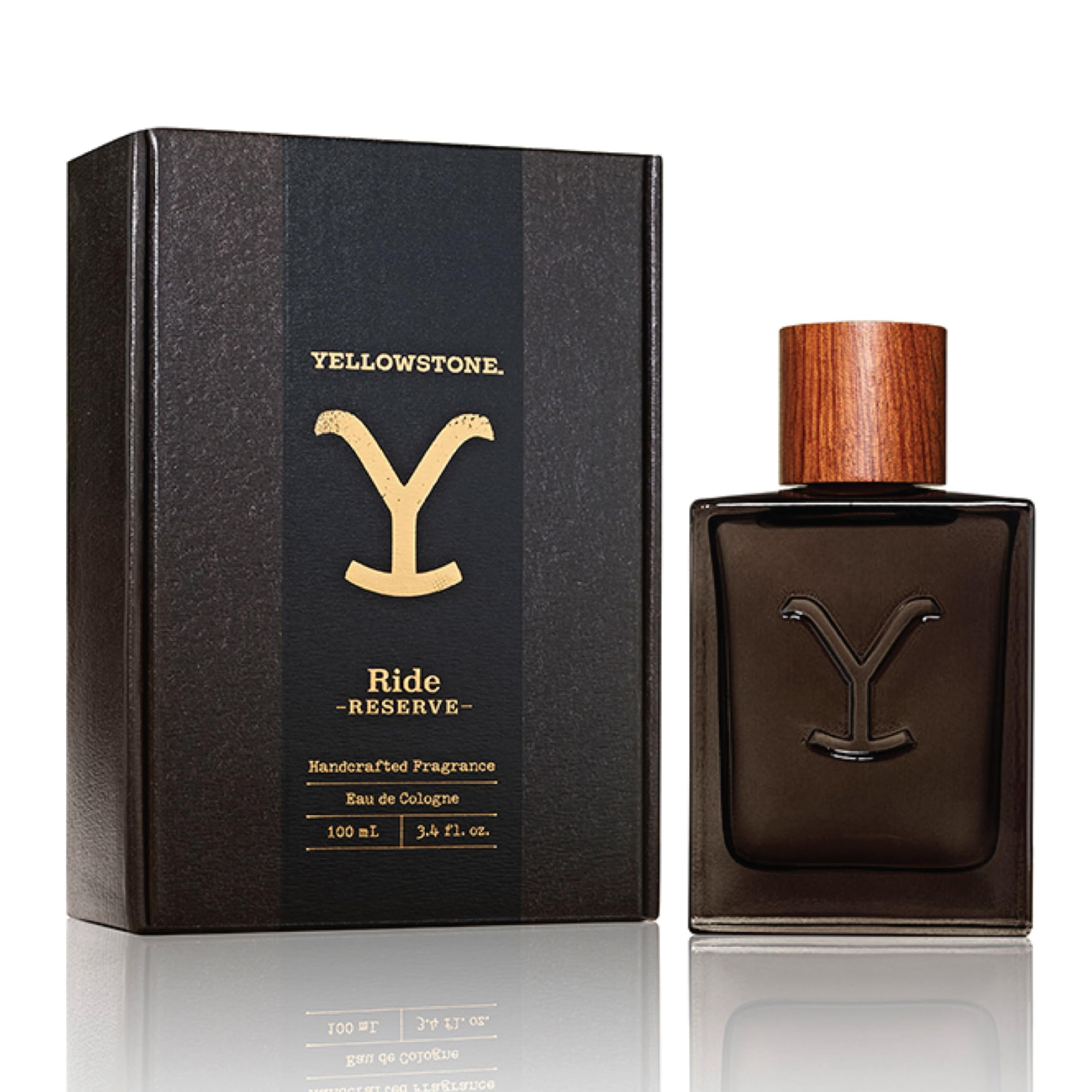 Tru Fragrance Beauty Yellowstone Ride Reserve bottle on dark wood for refined daily wear