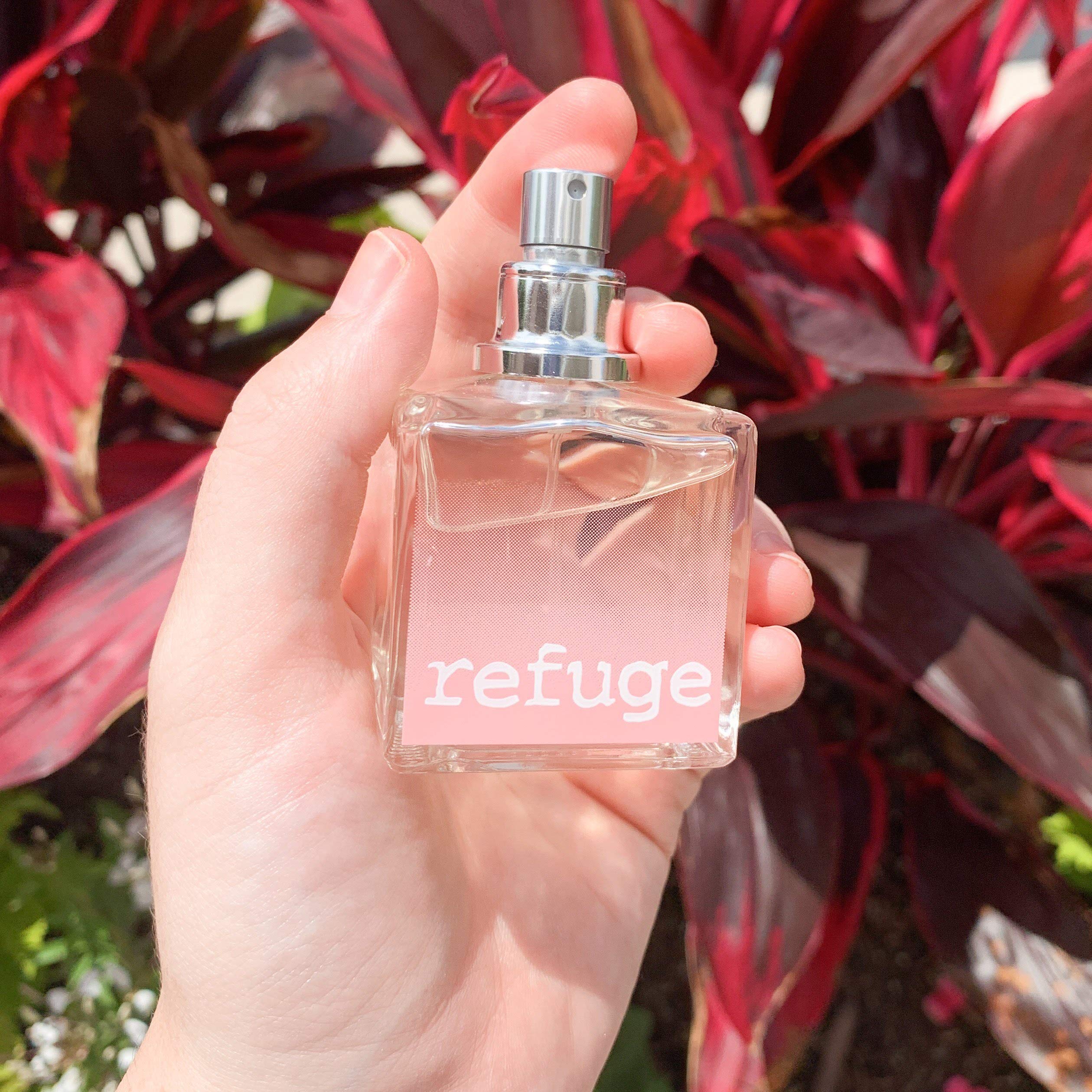 Tru Fragrance Beauty Charlotte Russe Refuge sprayer in focus signals versatile day-to-night use.