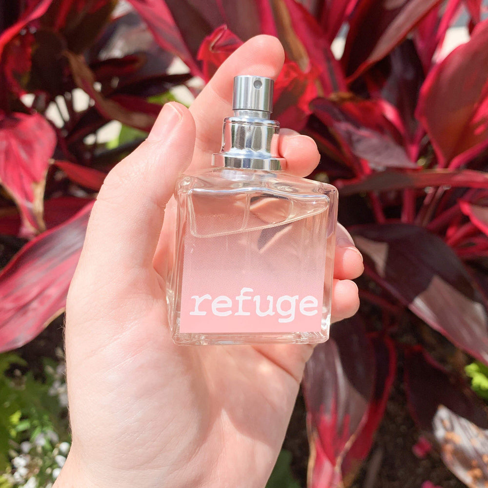 Tru Fragrance Beauty Charlotte Russe Refuge sprayer in focus signals versatile day-to-night use.