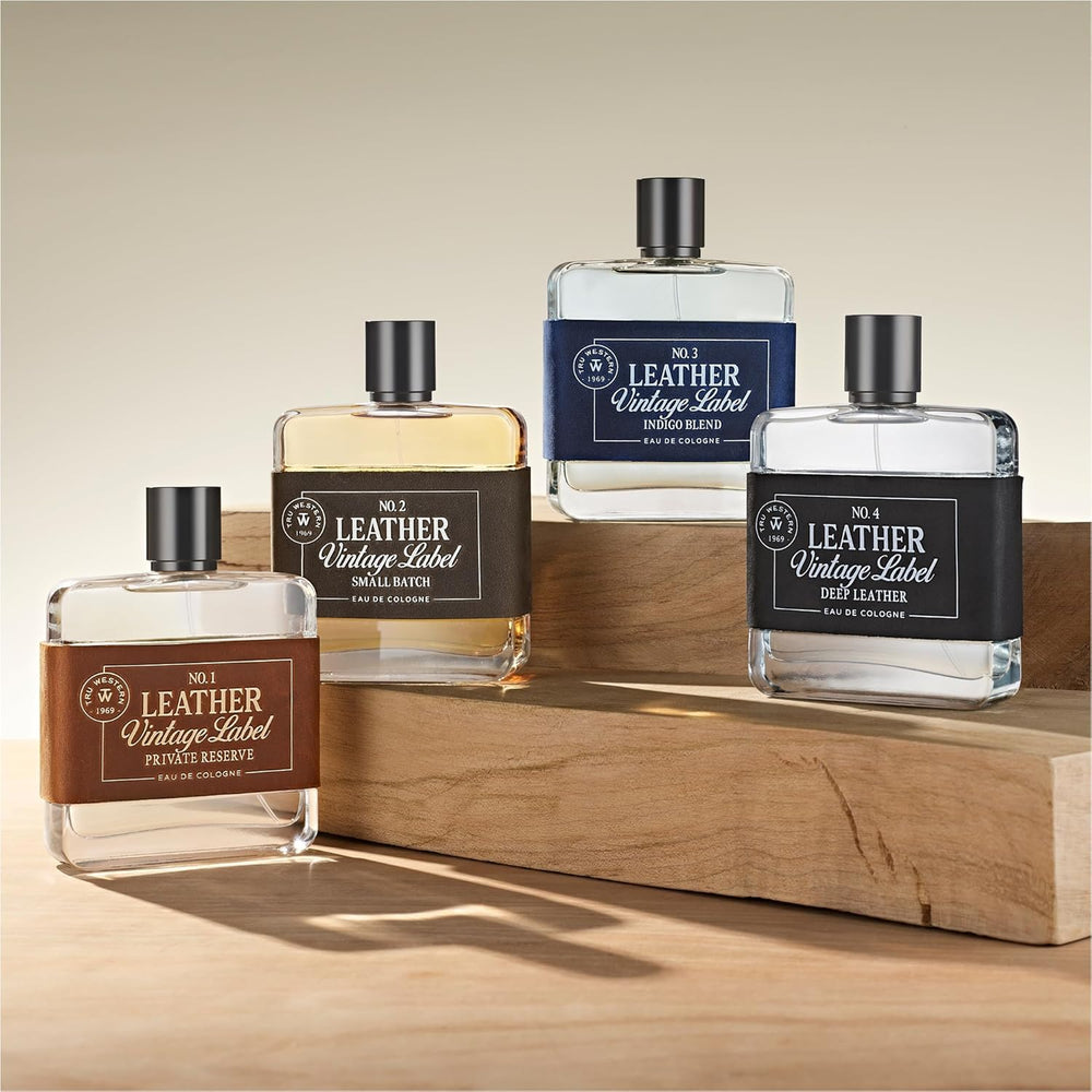 Tru Fragrance Leather No. 3 wearer applying for confident daily ritual.