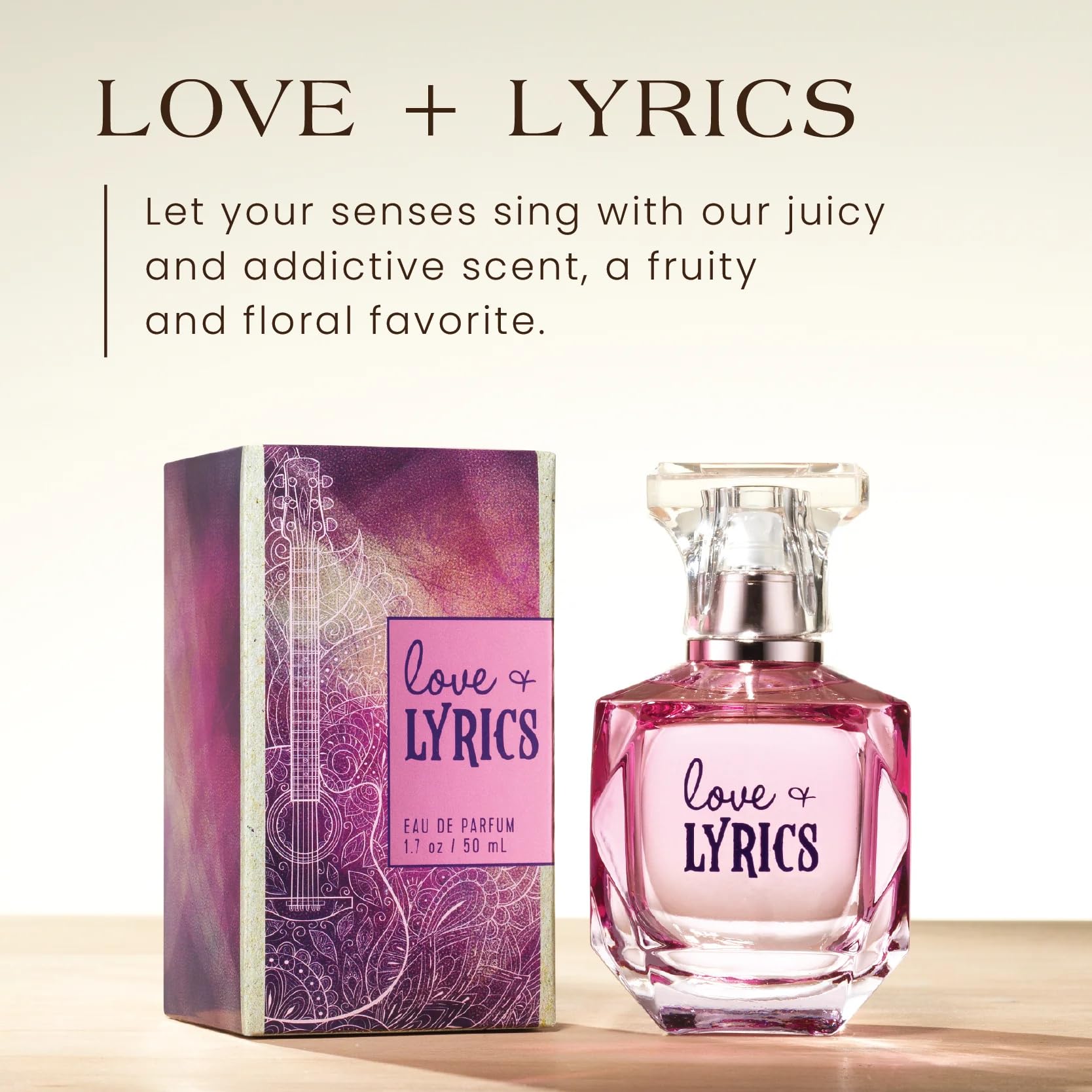 Tru Fragrance Love and Lyrics soft sandalwood and vanilla base detail