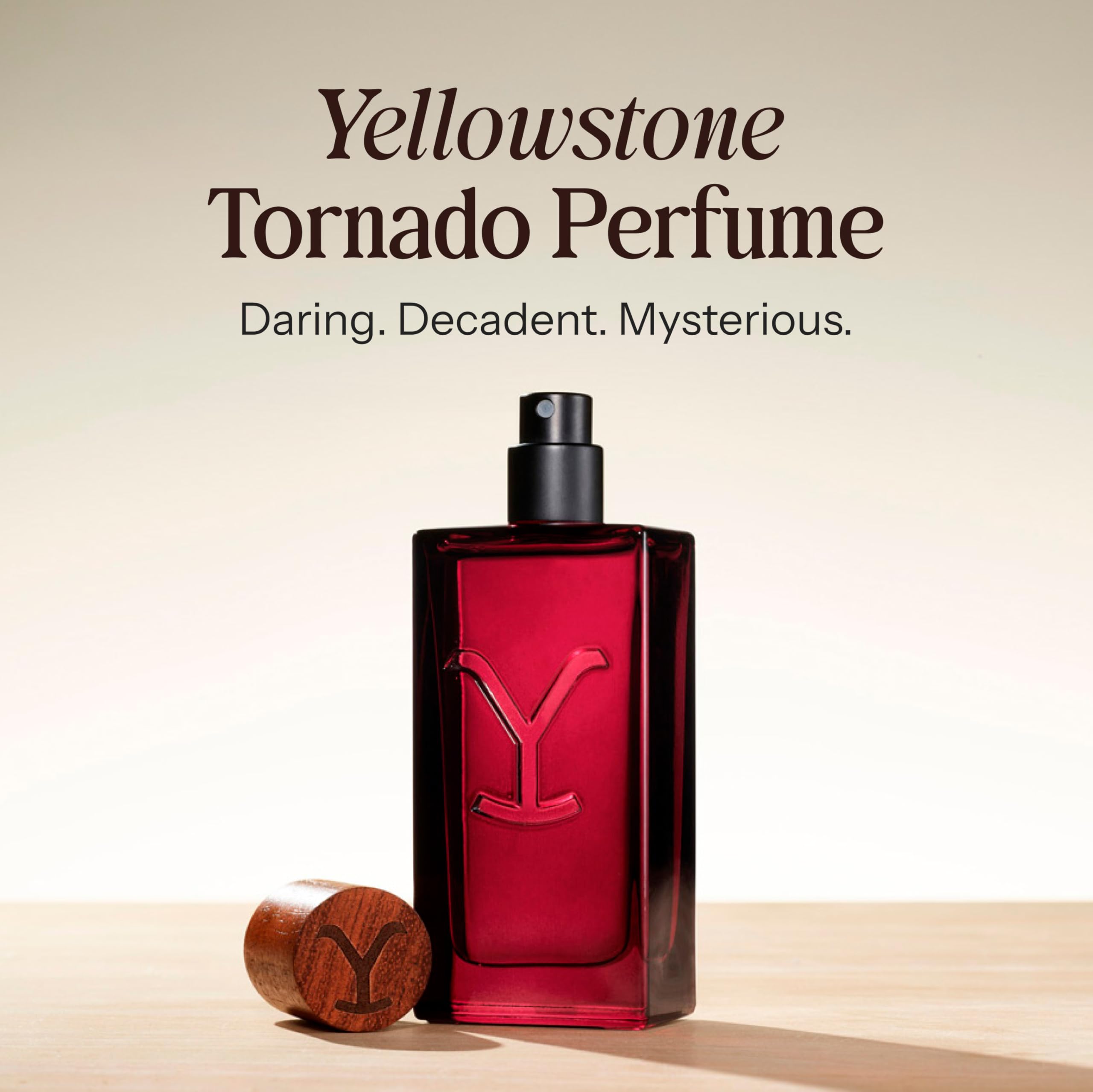 Yellowstone Tornado bottle on vanity conveys everyday confidence for women.