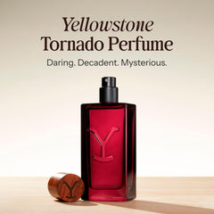 Yellowstone Tornado bottle on vanity conveys everyday confidence for women.