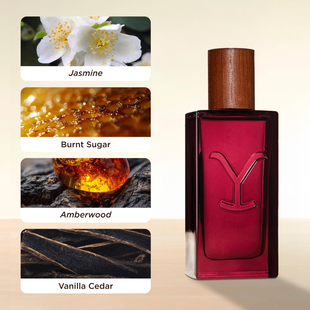 Notes board showcases wind bloom jasmine and amberwood for a layered aroma.