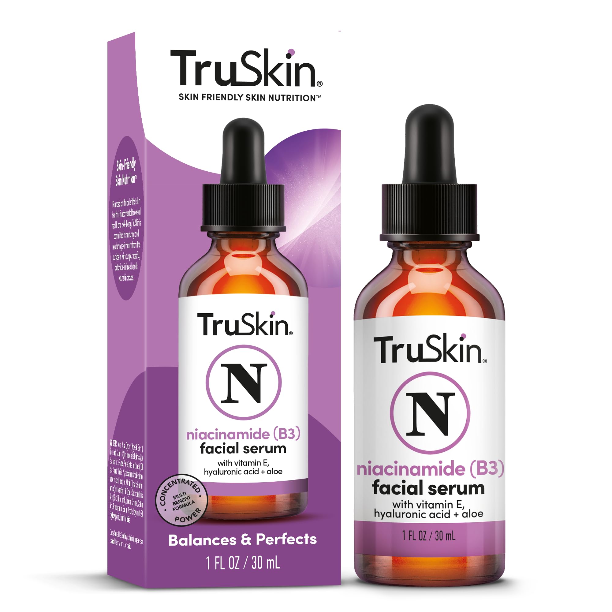 TruSkin Niacinamide Serum bottle focus for daily hydration and balance