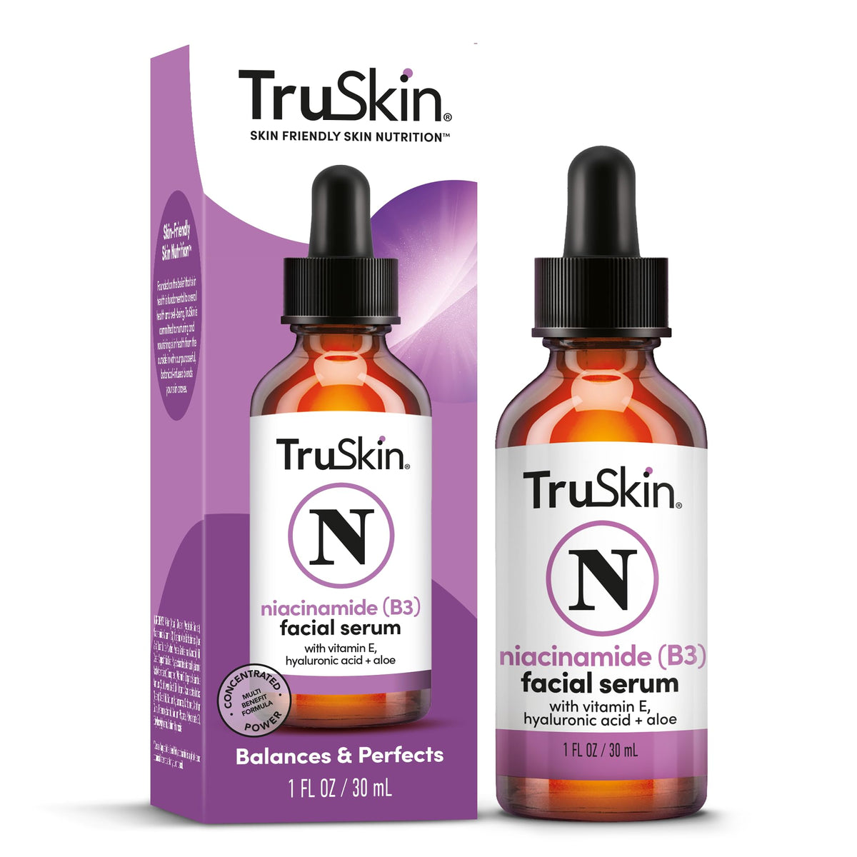 TruSkin Niacinamide Serum bottle focus for daily hydration and balance