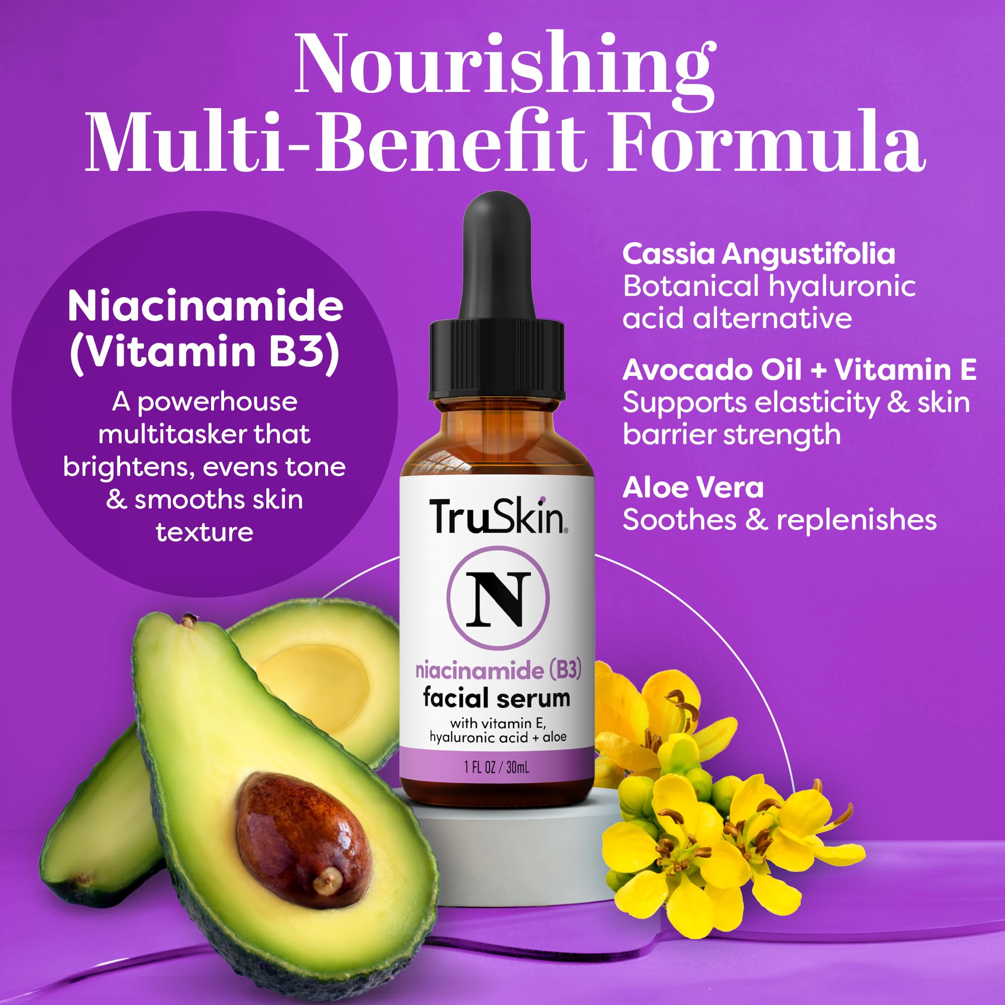 TruSkin Niacinamide Serum dropper close-up for precise application