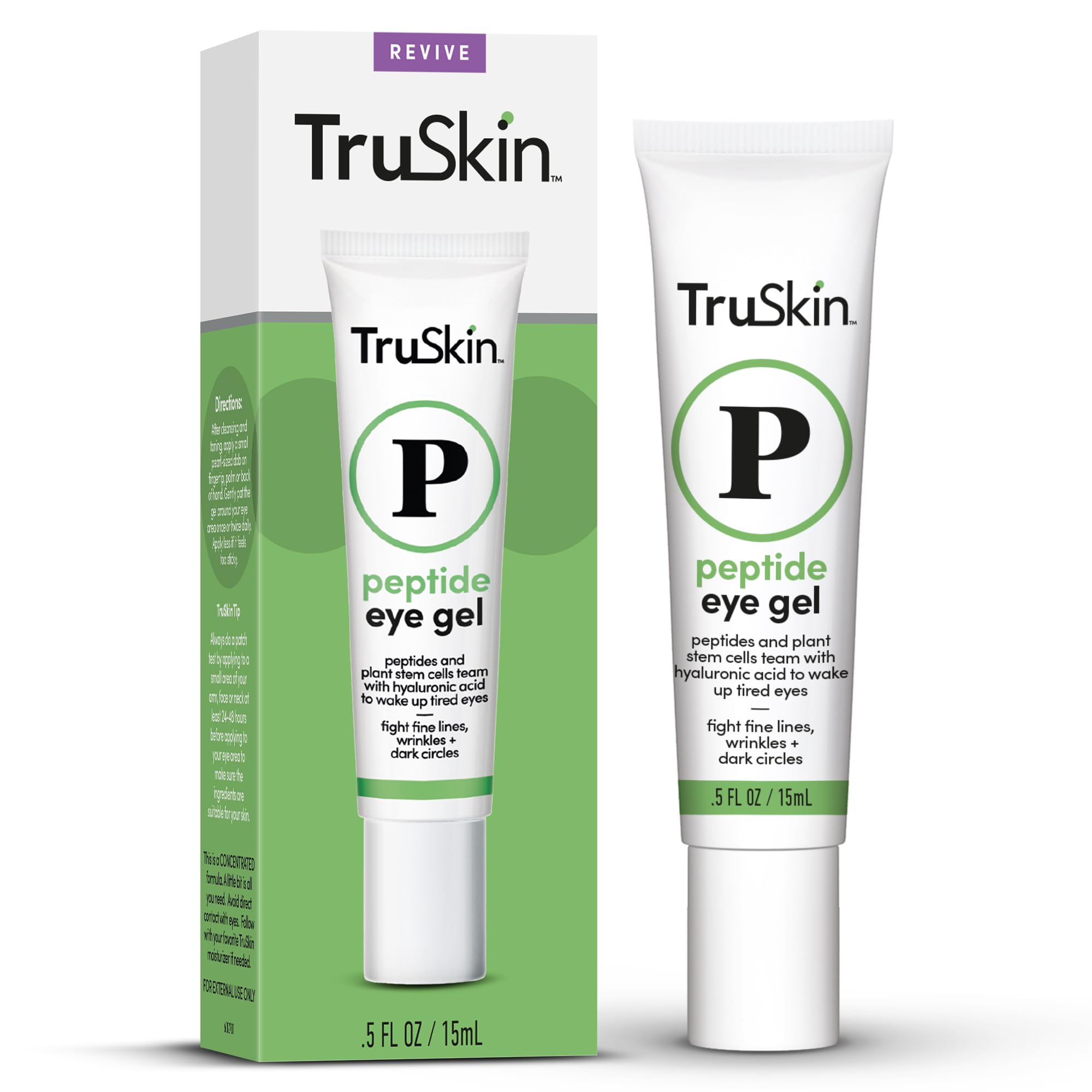 TruSkin Peptide Eye Gel product shot highlighting a bright eye area