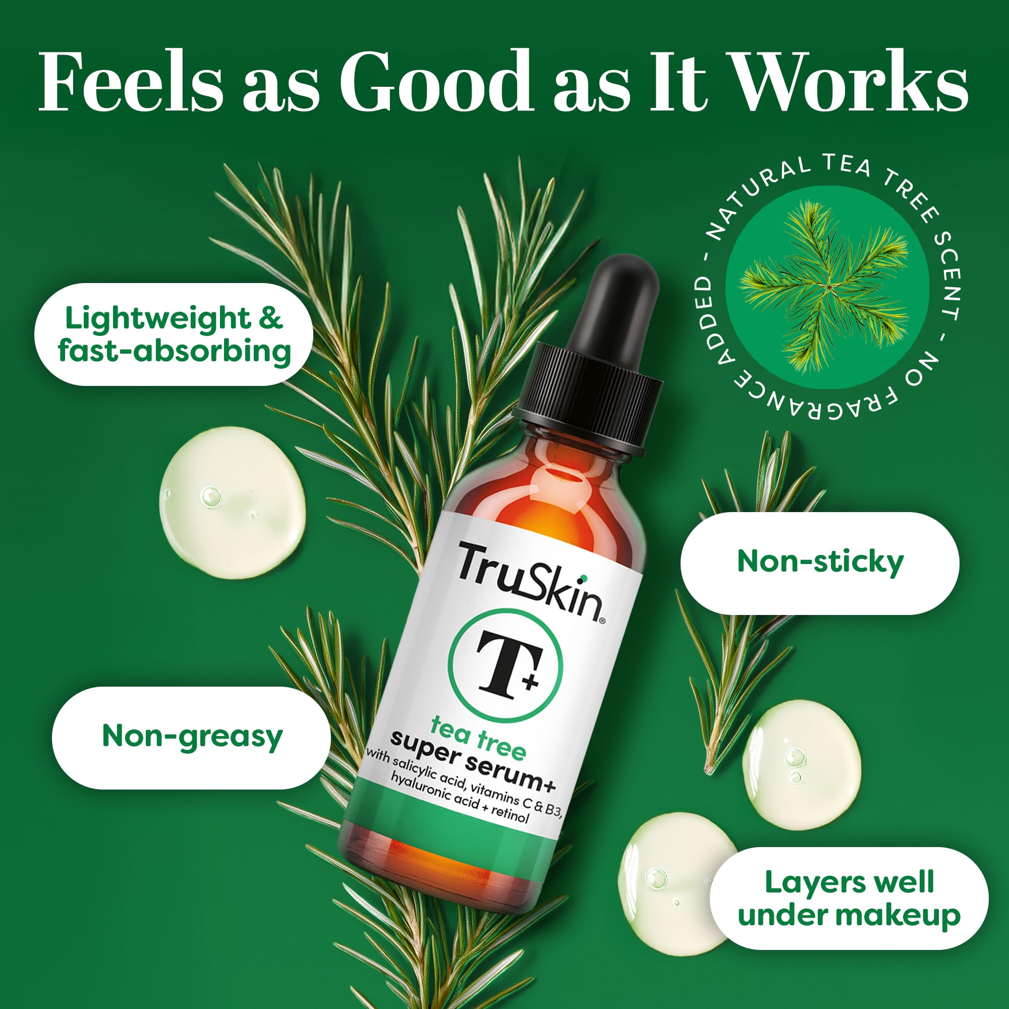 TruSkin serum close-up showing silky texture and smooth glide