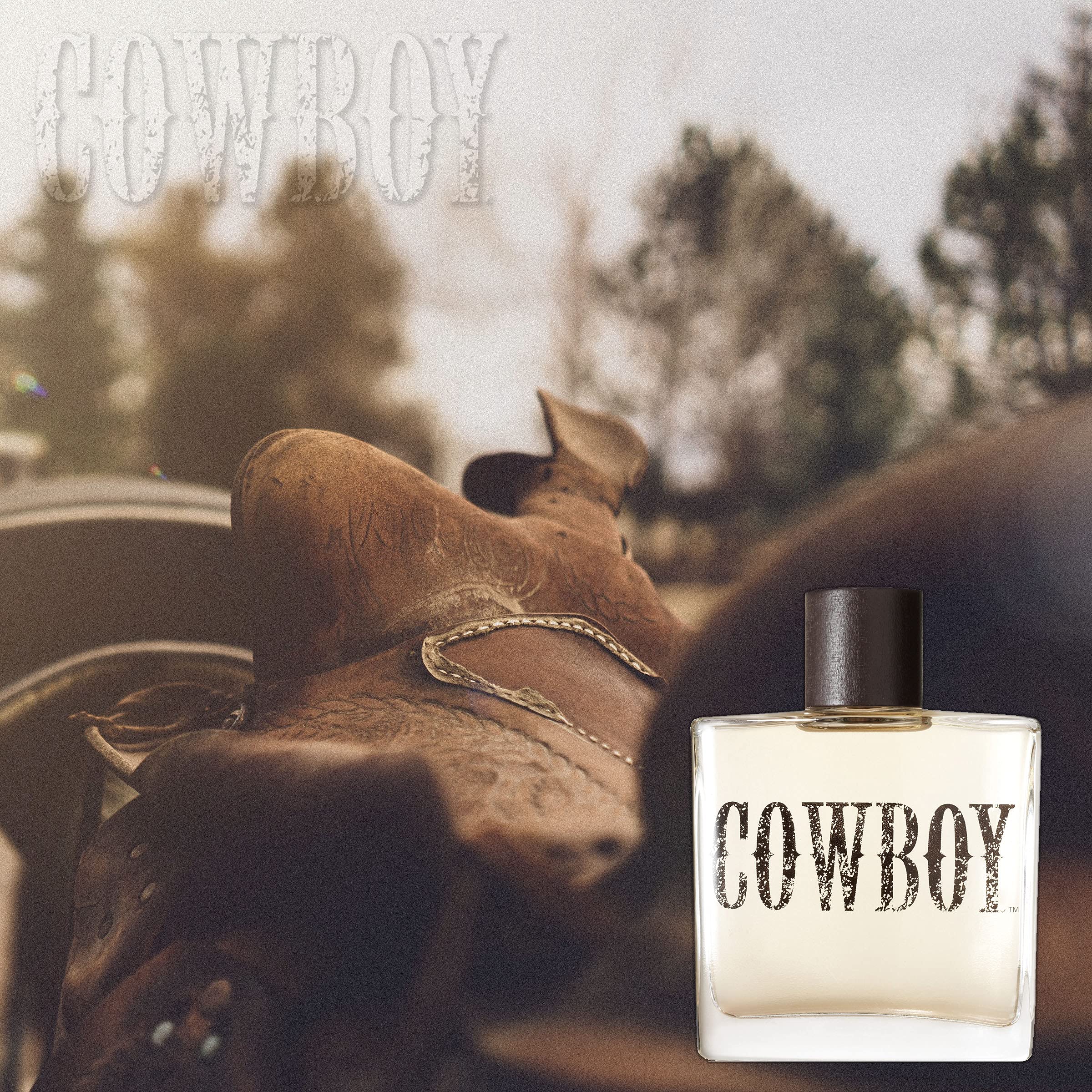 Tru Western Cowboy Cologne bottle cap wood detail emphasizing premium presentation.