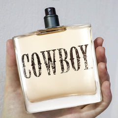 Tru Western Cowboy Cologne label closeup featuring juniper and sage notes.