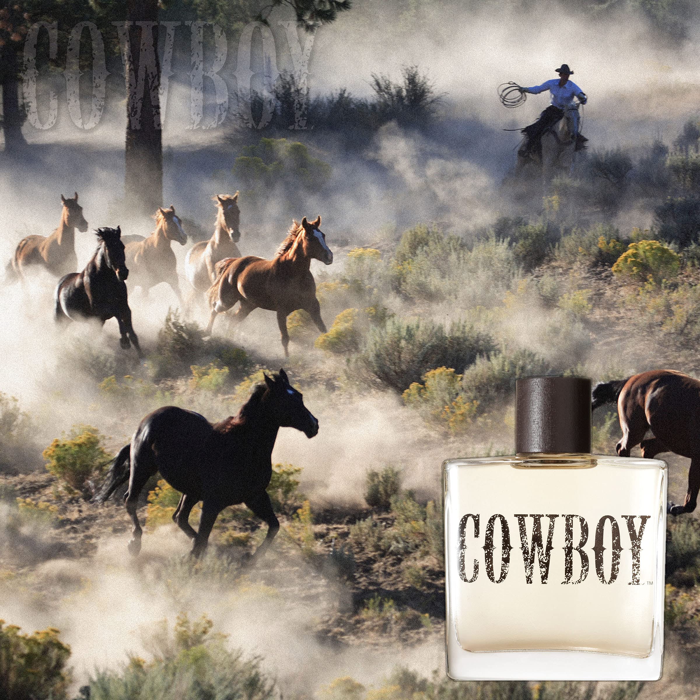 Tru Western Cowboy Cologne wear-application image suggests long-lasting fragrance in action.