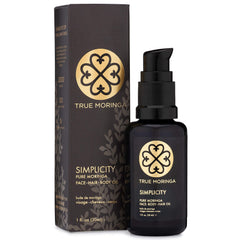 True Moringa Oil bottle demonstrates premium packaging for daily skin nourishment.