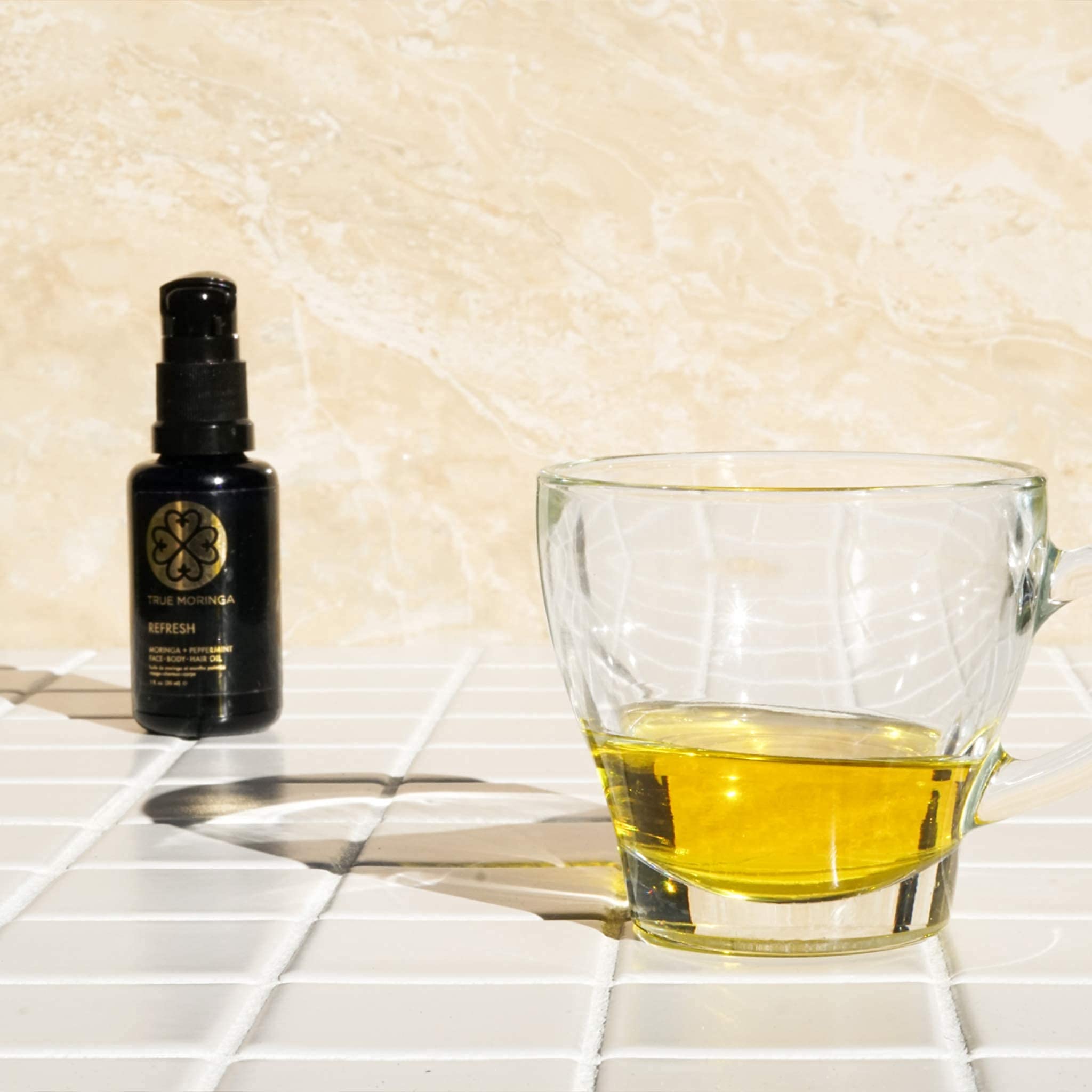 True Moringa Oil vegan-cruelty-free badge indicates ethical sourcing and clean beauty.