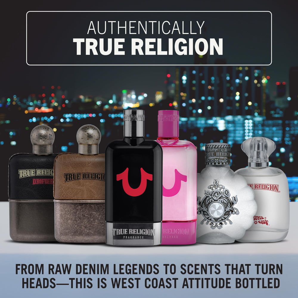 Detalle de la etiqueta de True Religion Hippie Chic, muestra diseño y marca.