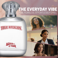 True Religion Hippie Chic spray-action demonstrates easy application for confident, all-day fragrance.