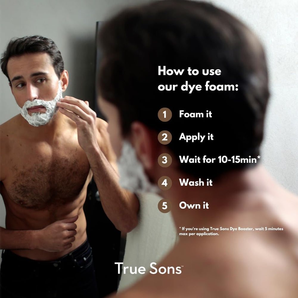 True Sons ammonia-free formula preserves hair integrity with natural looking results.