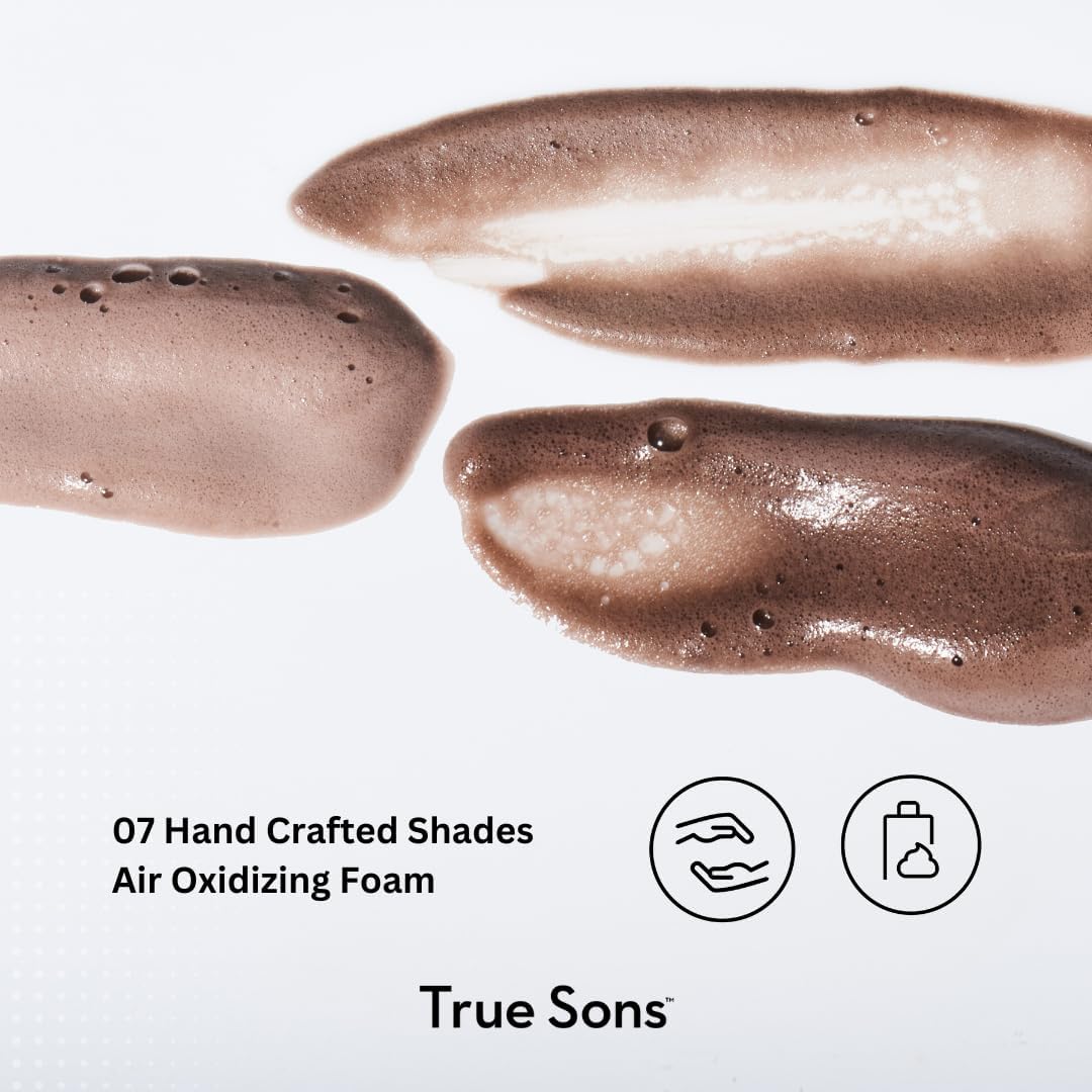 True Sons Dye Foam on hair shows even distribution and quick timing.