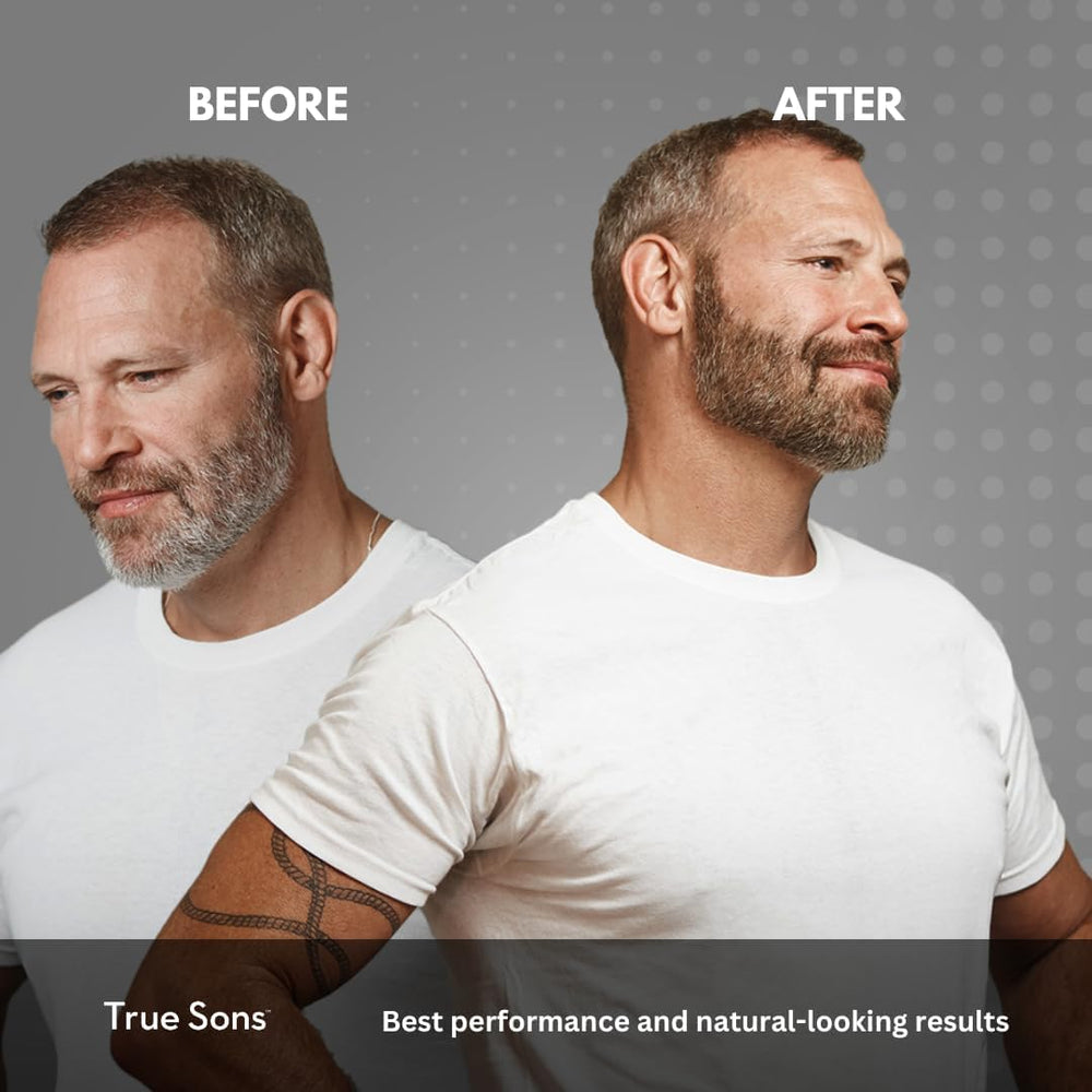 True Sons hair and beard dye kit includes dye booster and gloves.