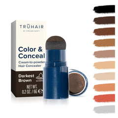 Truhair Color & Conceal cap design demonstrates mess-free root touchups on dry hair.