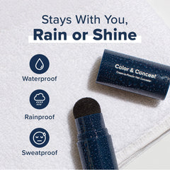Truhair Color & Conceal waterproof-formula stays put in rain or shine.