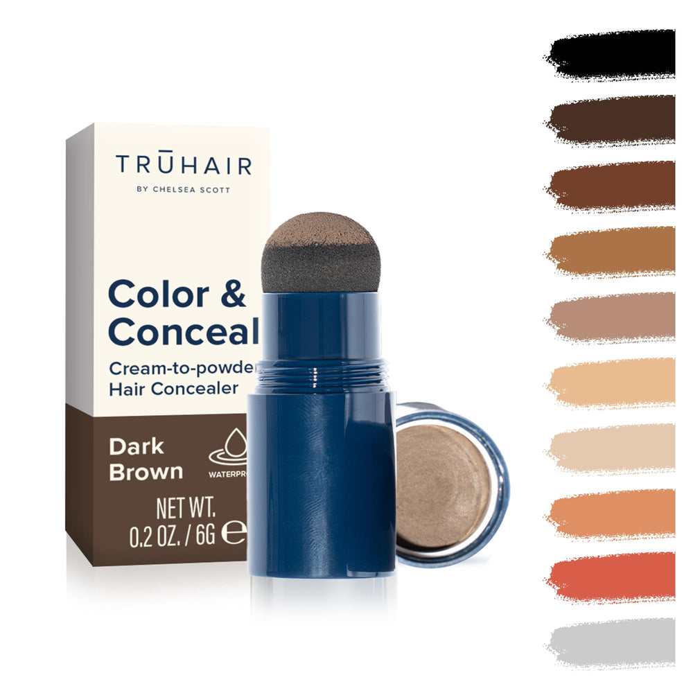 Truhair Color & Conceal waterproof compact for on-the-go root touch-ups.