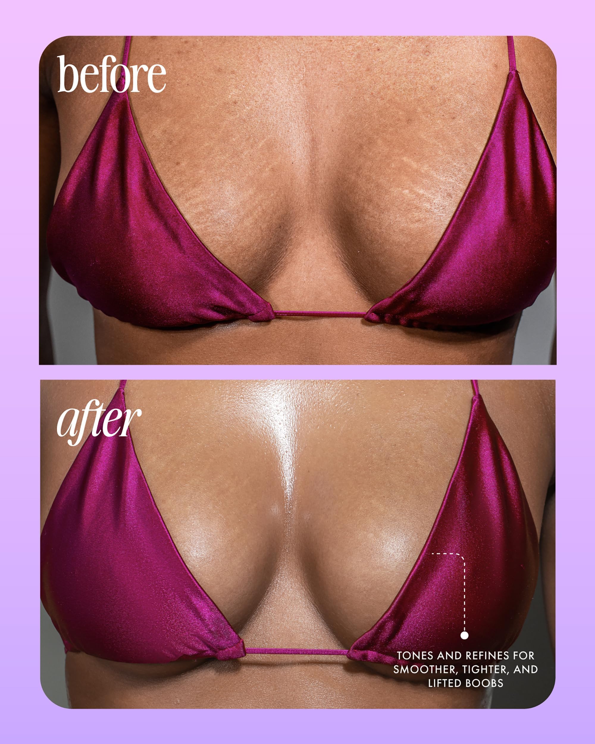 Truly Beauty Acai Your Boobies Serum texture closeup shows silky slip for comfortable skin feel.