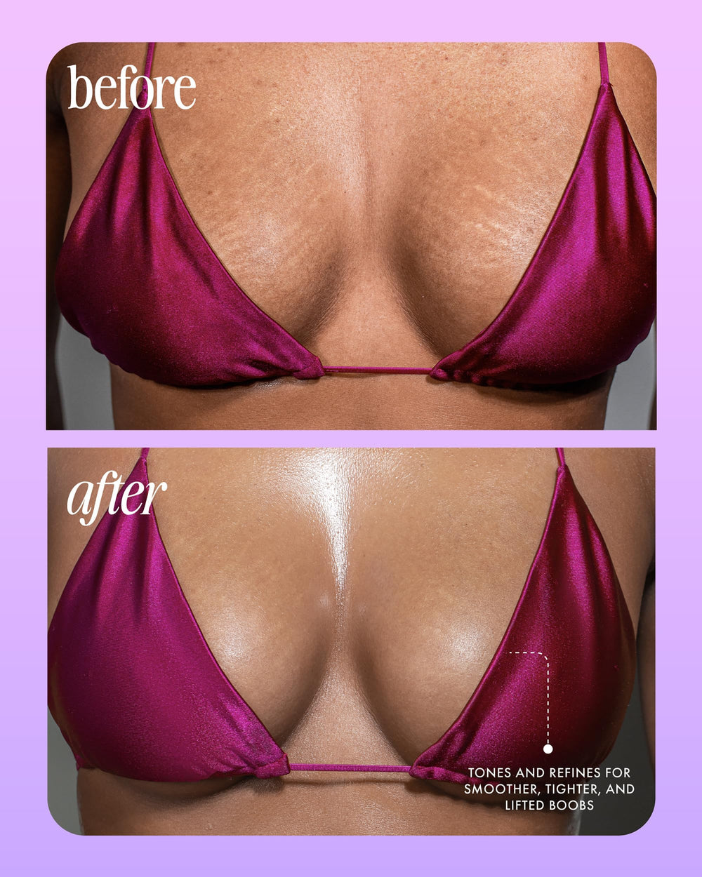 Truly Beauty Acai Your Boobies Serum texture closeup shows silky slip for comfortable skin feel.