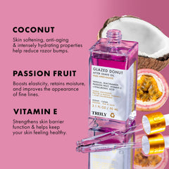 Truly Beauty Glazed Donut After Shave Oil bottle front shows fast-absorbing cooling hydration