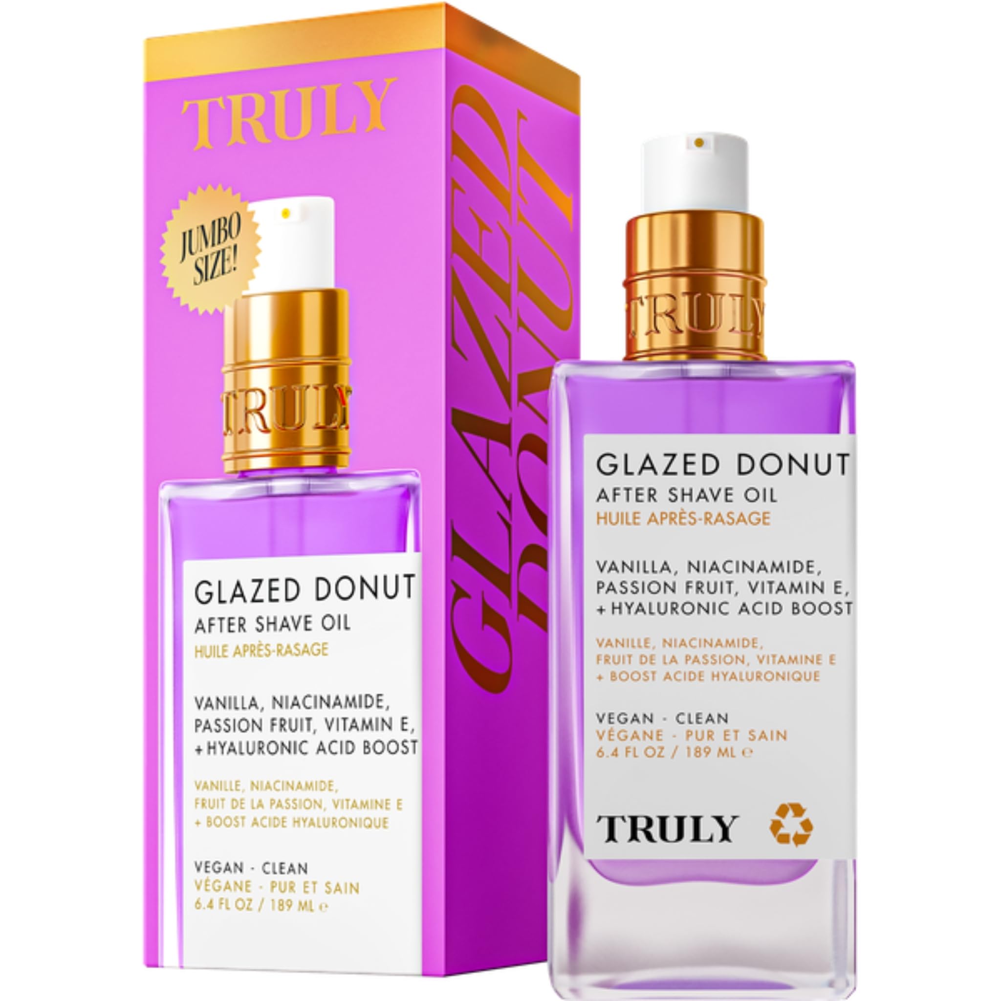 Truly Beauty Glazed Donut After Shave Oil drop on skin shows quick absorption and glow