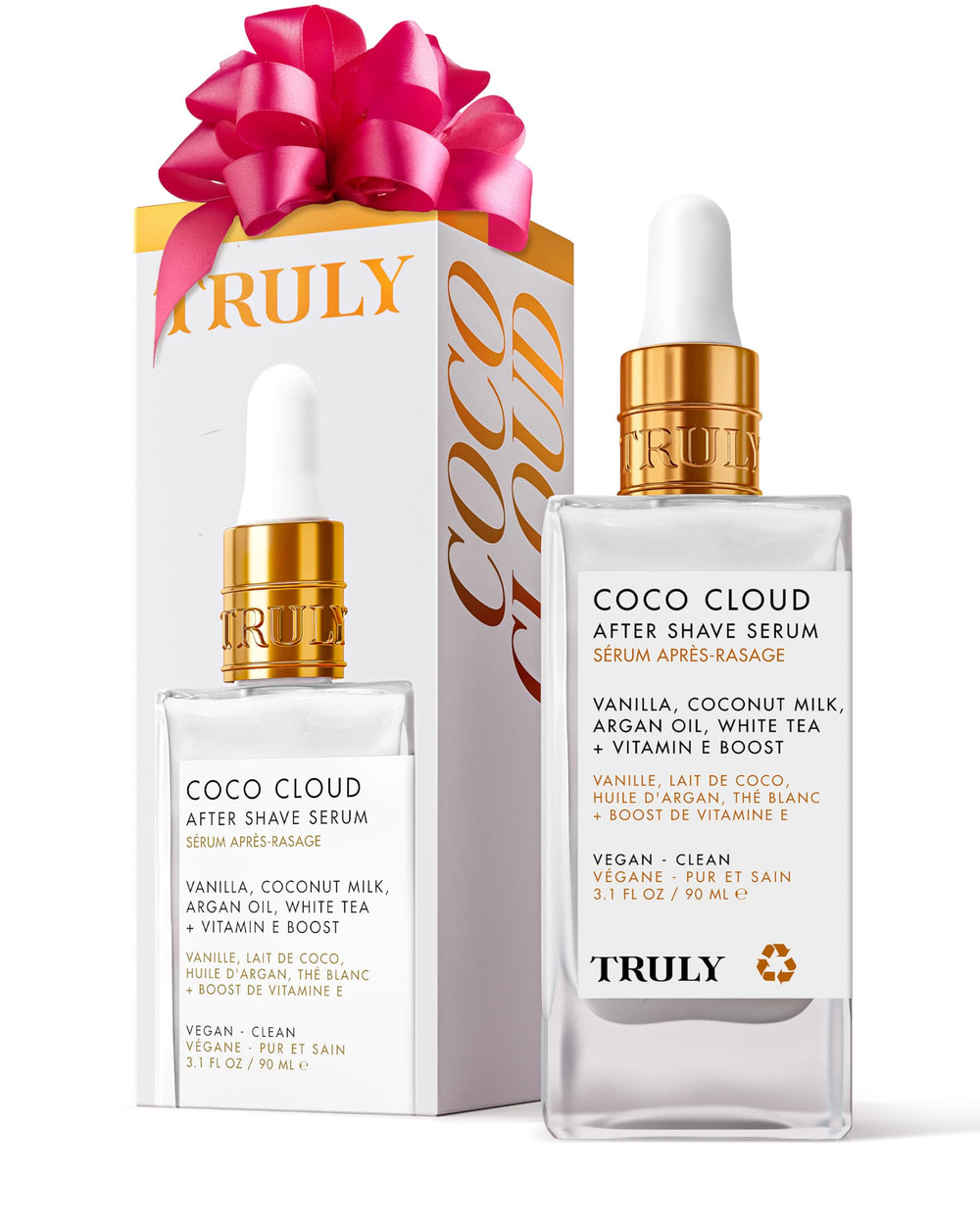 Truly Coco Cloud after shave serum bottle ready for post-shave hydration