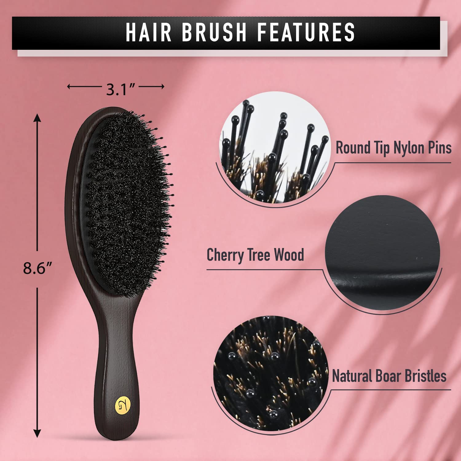 TRULY GENUINE STOCKHOLM bristles close-up showing mixed boar and nylon for gentle scalp massage.