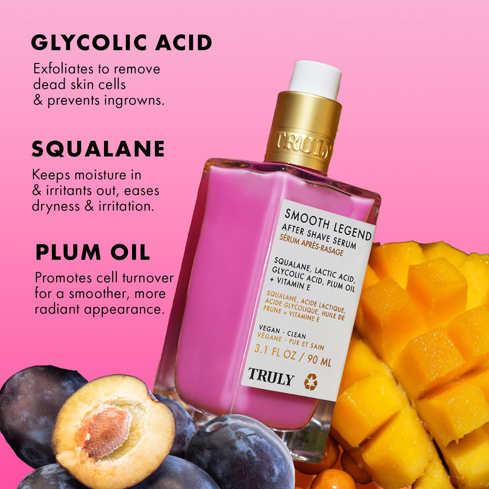 Truly Smooth Legend Serum squalane ingredient close-up for skin suppleness