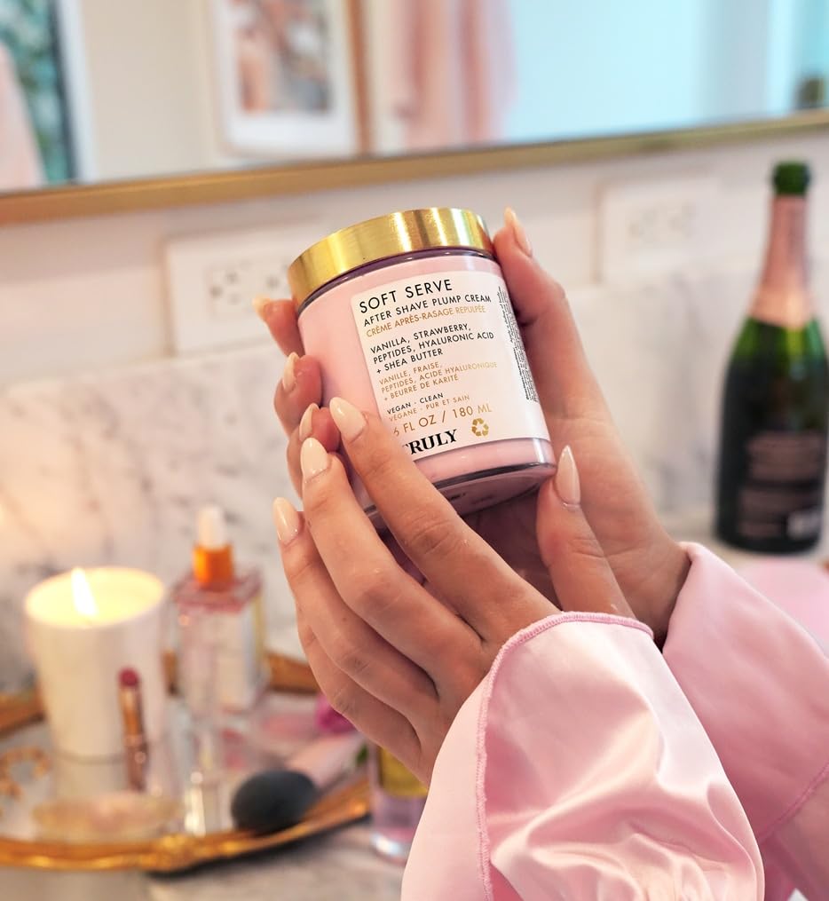 Truly Soft Serve After Shave Cream on bathroom counter ready for daily care