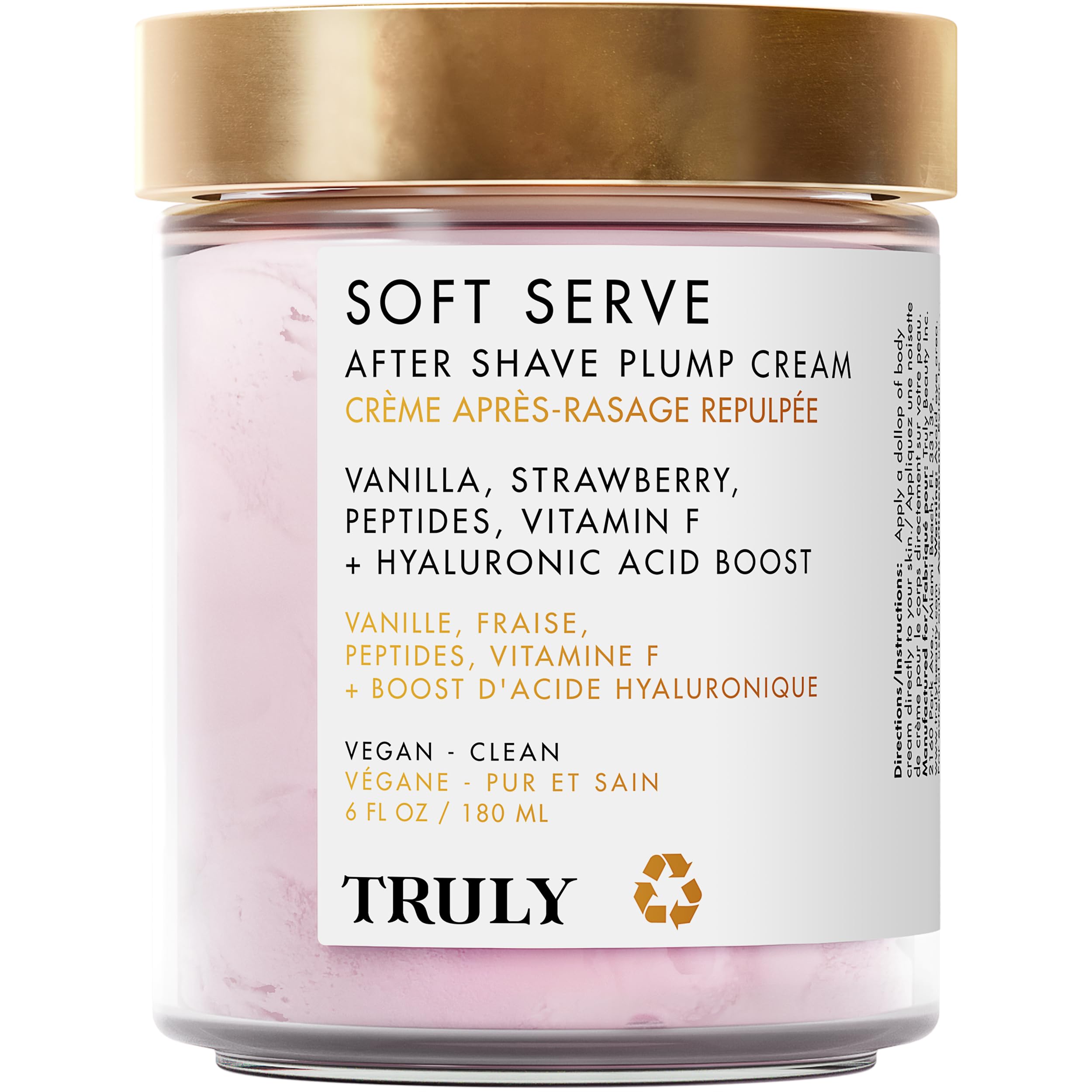 Truly Soft Serve After Shave Cream bottle closeup for hydrating post-shave care