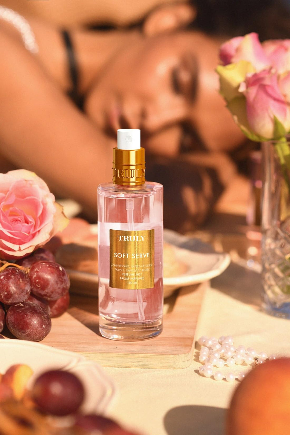 Truly Soft Serve Perfume Mist strawberry note evokes bright summer berries and joyful mornings.