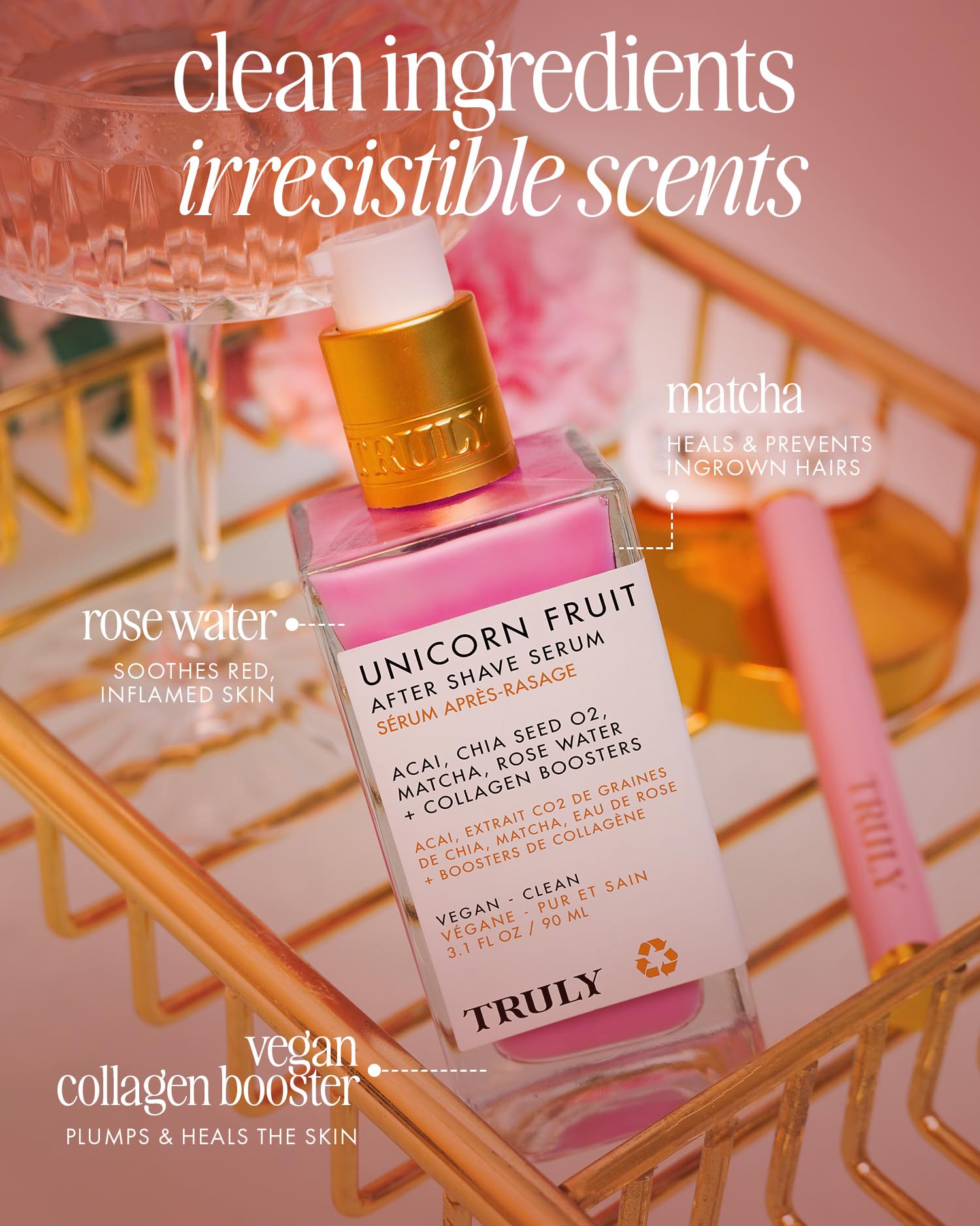 Truly Unicorn Fruit Serum acai-berry imagery underscores antioxidant nourishment for brighter-looking skin.