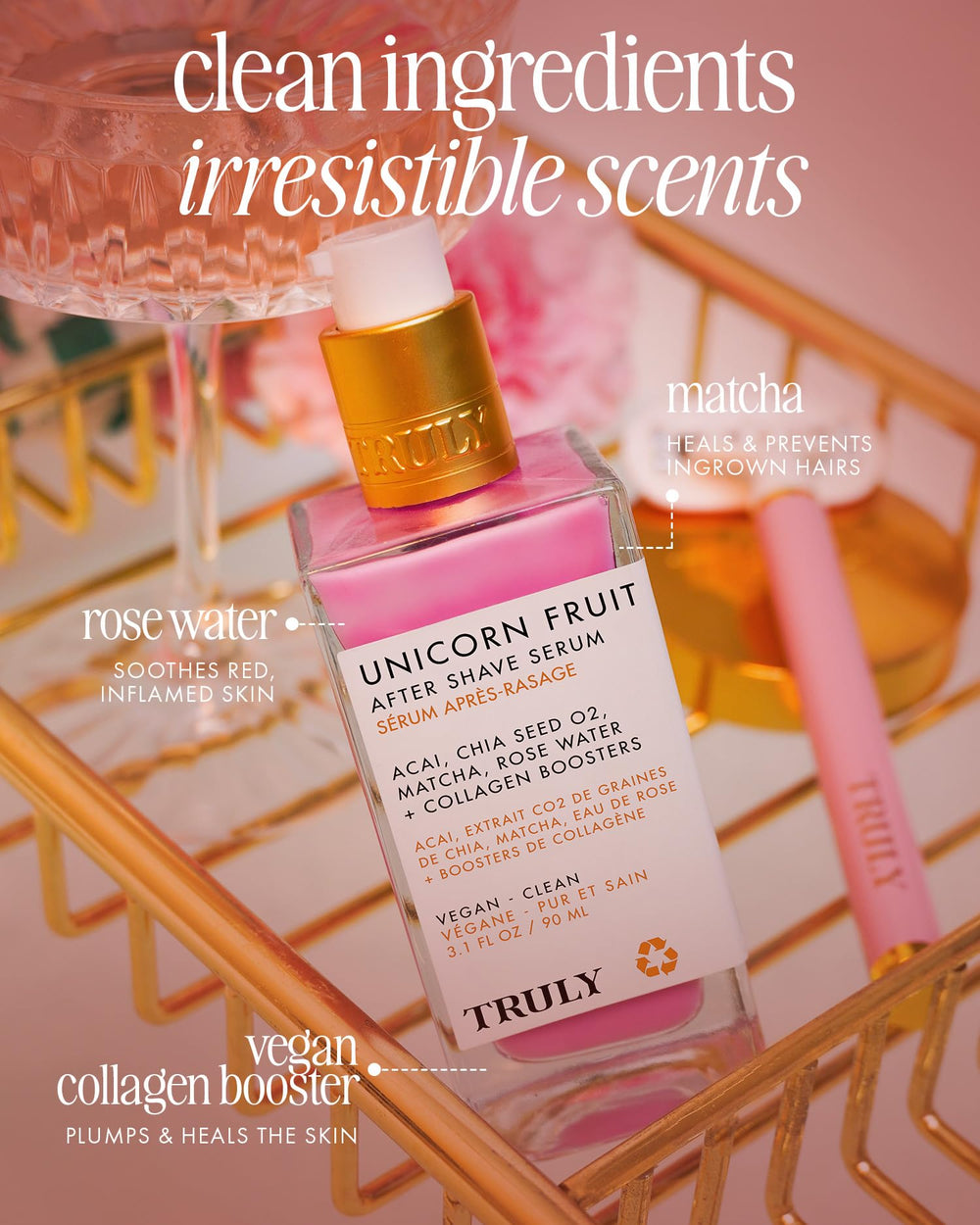 Truly Unicorn Fruit Serum acai-berry imagery underscores antioxidant nourishment for brighter-looking skin.