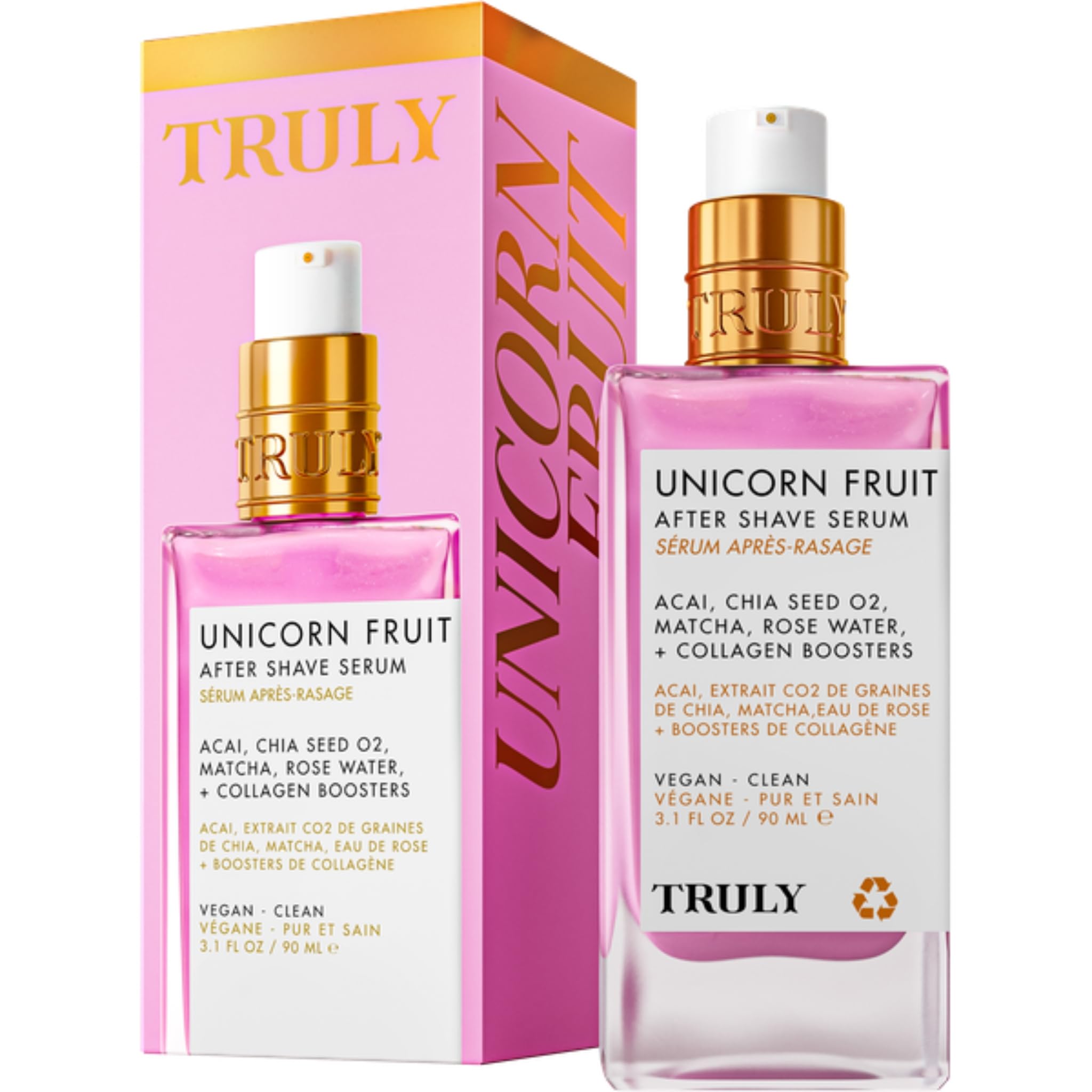 Truly Unicorn Fruit Serum cotton-candy scent note evokes playful relaxation during skincare ritual.