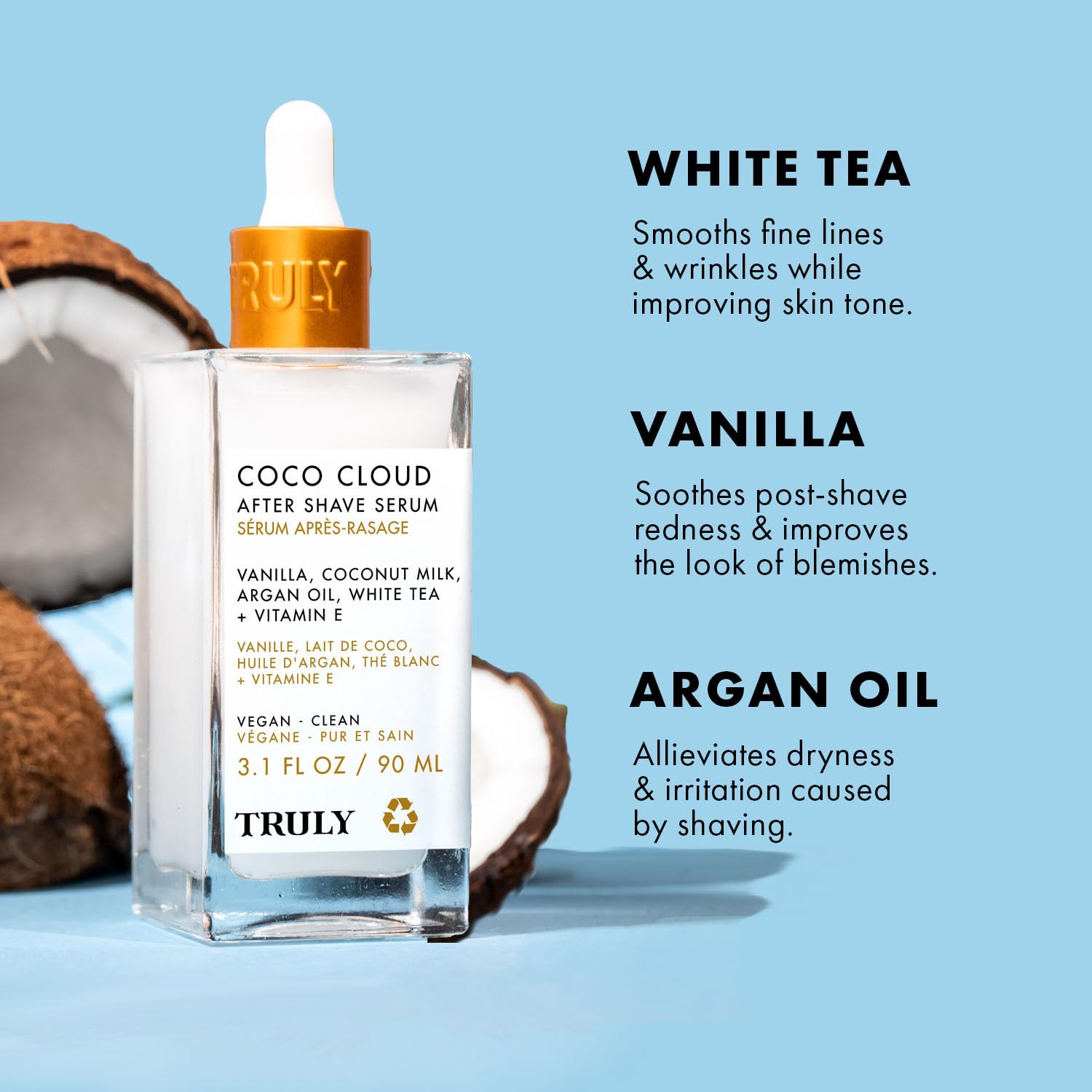 Truly Coco Cloud vegan cruelty-free USA-made label emphasizes ethical formulation