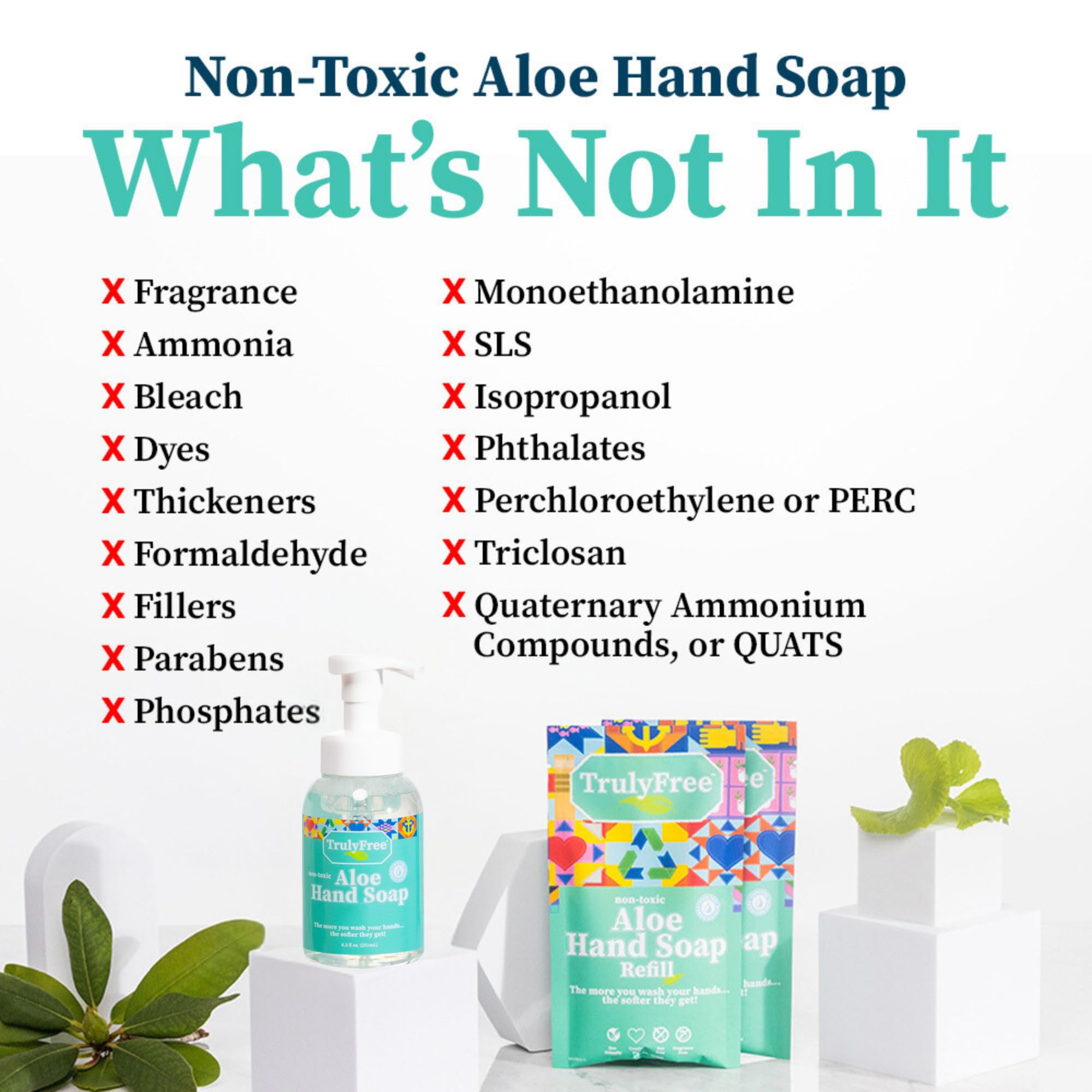 Truly Free Aloe Unscented Hand Soap eco-friendly design reduces plastic waste