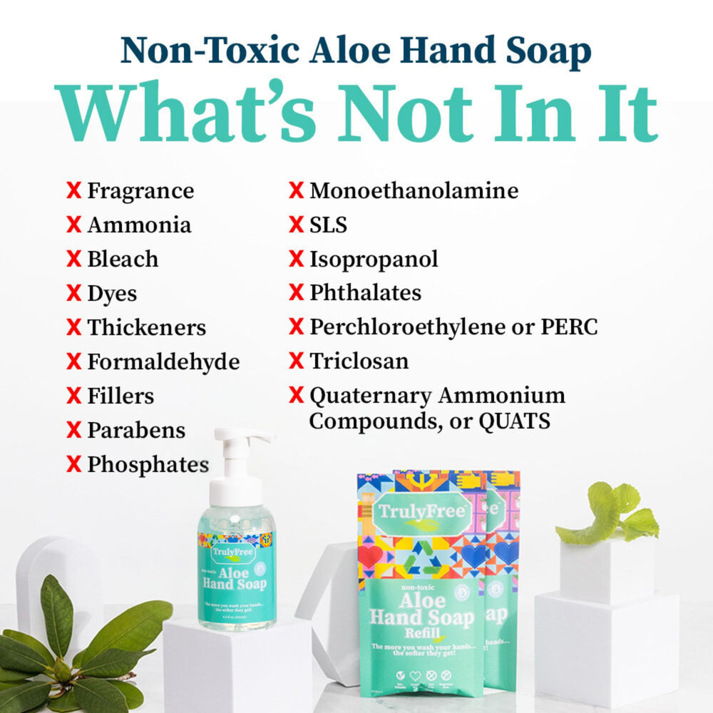 Truly Free Aloe Unscented Hand Soap eco-friendly design reduces plastic waste