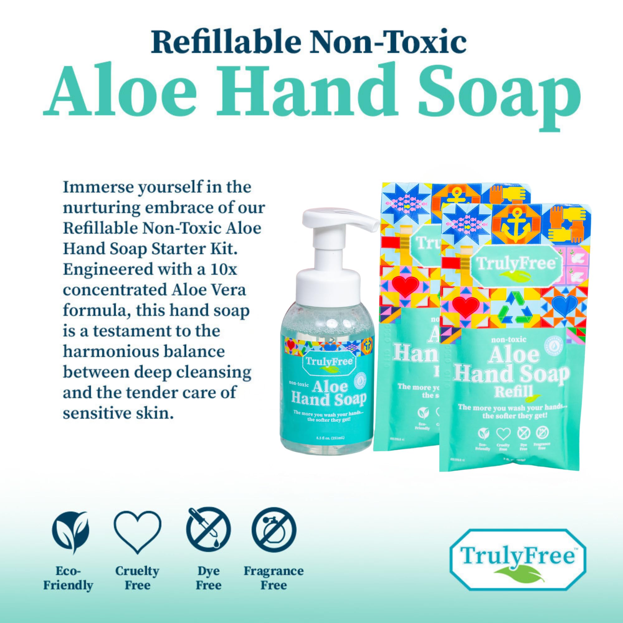 Truly Free Aloe Unscented Hand Soap used for everyday hand washing