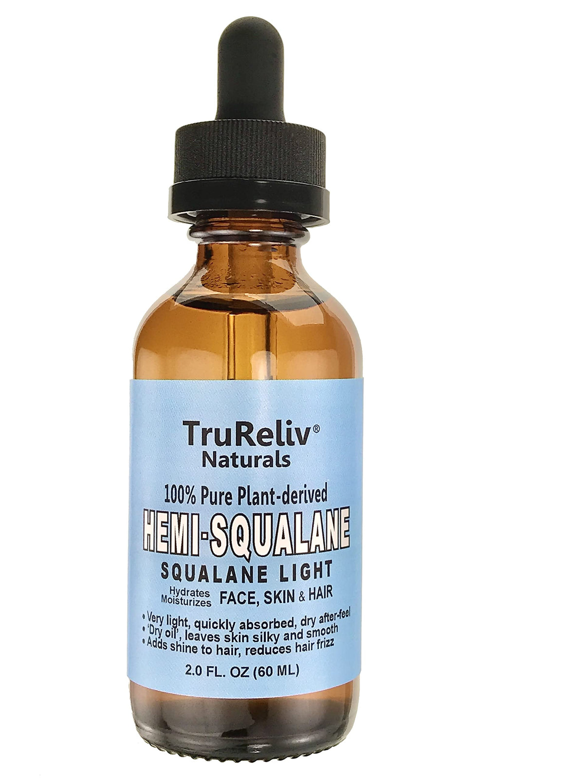 TruReliv HemiSqualane bottle demonstrates lightweight hydration for all skin types