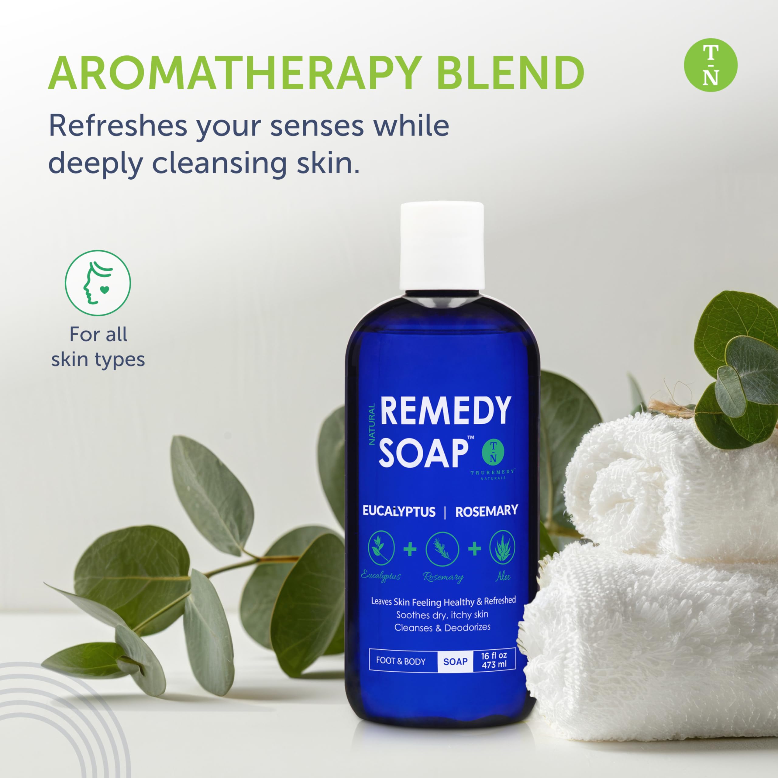 Truremedy Naturals eucalyptus-rosemary-body-wash-pour: easy daily shower action