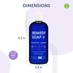 Truremedy Naturals Lavender Shea Butter Body Wash ingredients highlight shea butter and essential oils.