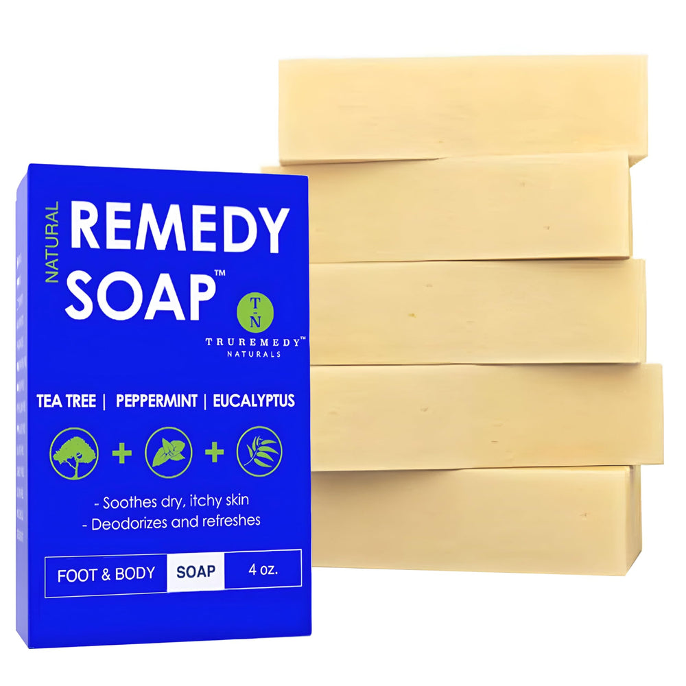 Jabón Remedy de Truremedy Naturals, barra arbol de te, limpieza profunda.